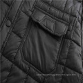 Men Recycled Jacket Rpet Jacket Recycled 400T Polyester 3 Layer Quilted Shirt Jacket with Shirt Collar and Sleeves